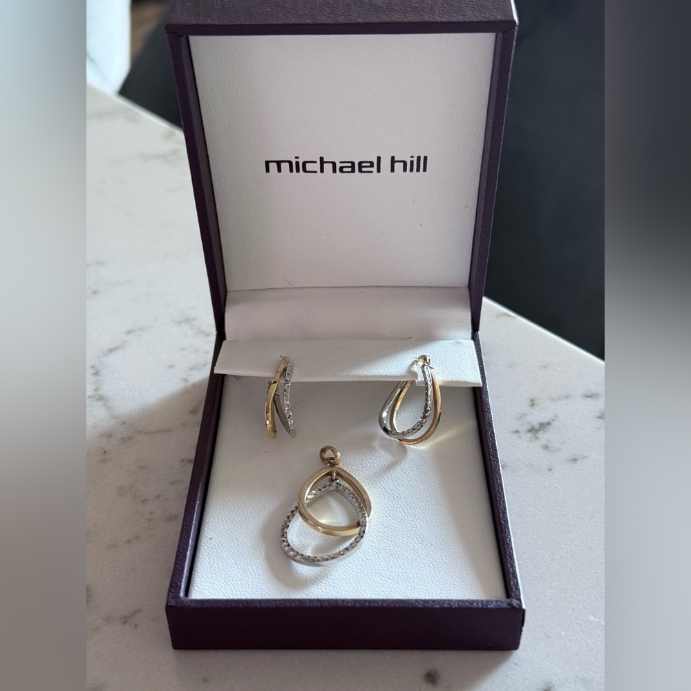 10K diamond cut teardrop set by Michael Hill